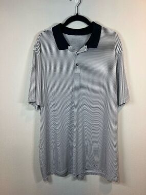 Nike Dri-Fit Golf Polo Shirt Black White Striped Performance Breathable Size XXL